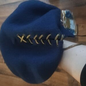 Miss Tina Dark Blue Hat with Gold Details